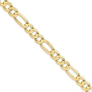 Men's 6mm, 10k Yellow Gold, Concave Figaro Chain Necklace, 18 Inch